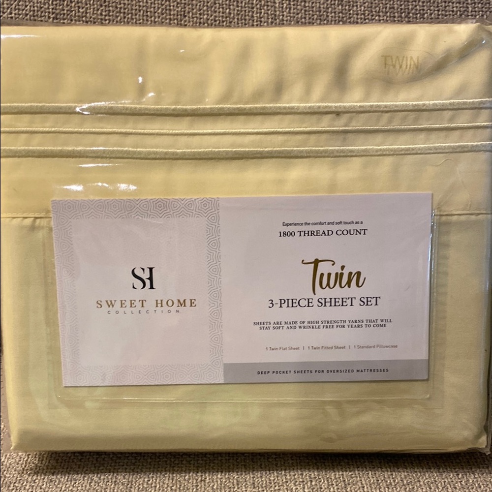 1800 Thread Count Sweet Home Collection twin light yellow sheets